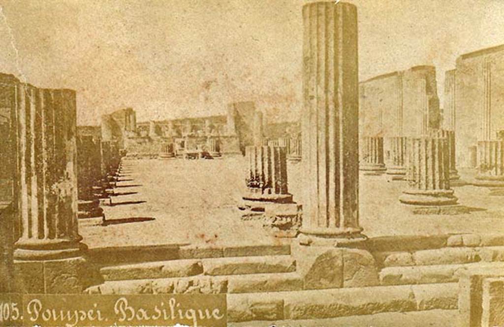 VIII.1.1 Pompeii. c. 1860s?. Basilica, looking west towards southern central entrance steps. Photo courtesy of Drew Baker.