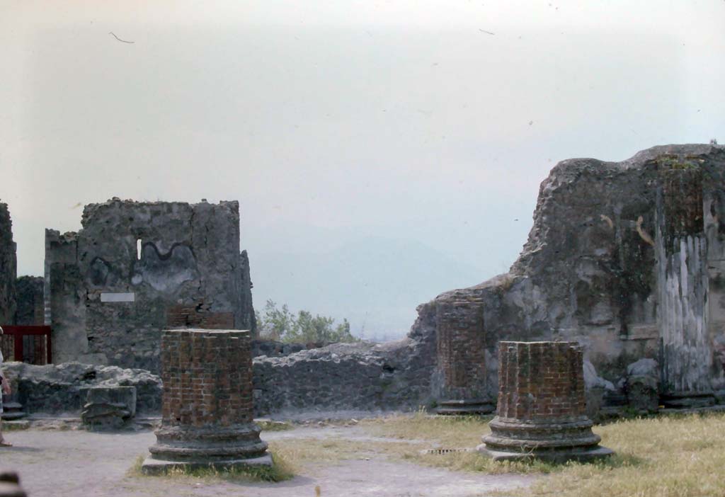 VIII.1.1 Pompeii, July 1980. Looking south from west end of south side.
Photo courtesy of Rick Bauer, from Dr George Fay’s slides collection.
