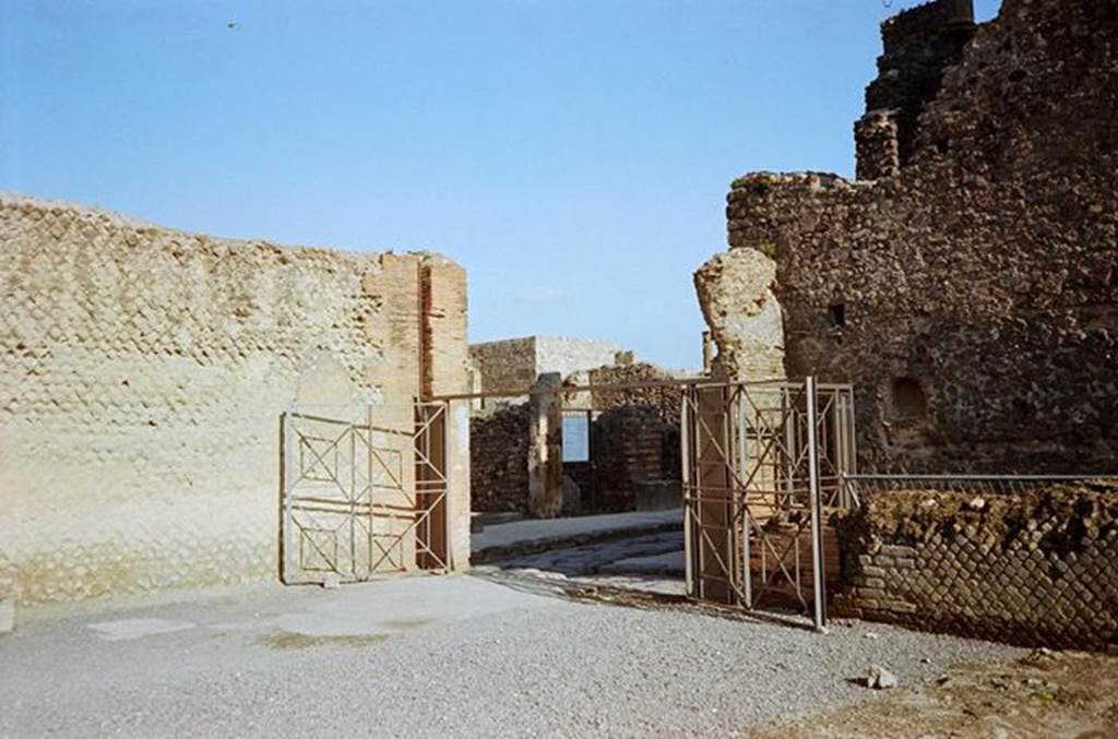 VIII.1.3 Pompeii. January 2010. Looking out through entrance. Photo courtesy of Rick Bauer.