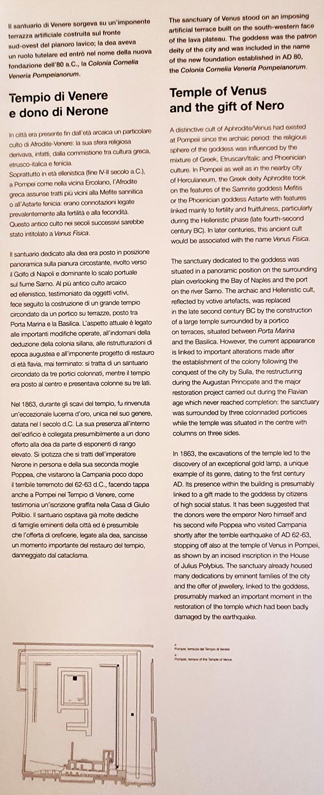 VIII.1.3 Pompeii. April 2023.
Descriptive card for Temple of Venus in “Campania Romana” gallery in Naples Archaeological Museum.
Photo courtesy of Giuseppe Ciaramella.