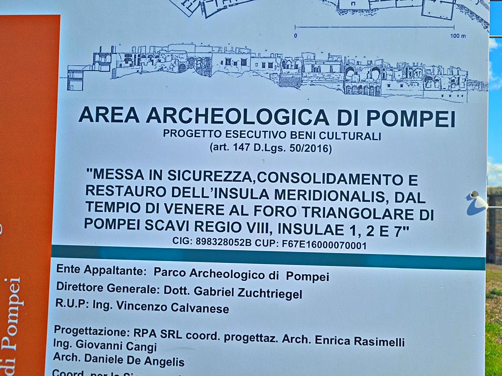 Southern of Insula, from Temple of Venus to Triangular Forum, reg. VIII, insulae 1, 2 and 7. March 2024.
Information card. Photo courtesy of Giuseppe Ciaramella.