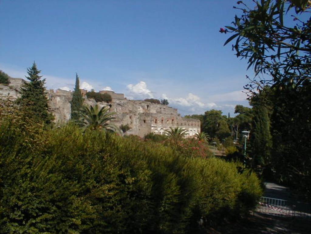 VIII.1.3 Pompeii. View of VIII.1 and VIII.2 from exit of site. September 2004.