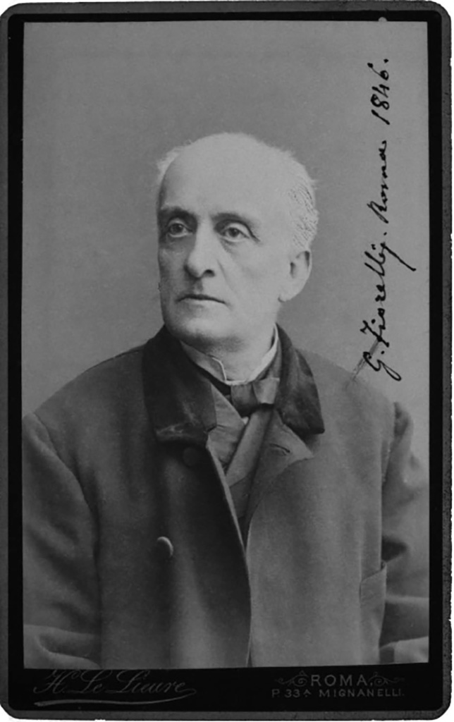 Larario dei Pompeianisti. Pompeii. Photo of Giuseppe Fiorelli (7 June 1823 – 28 January 1896) by Henri Le Lieure.
The handwritten date would seem to be wrong.
In 1870 Le Lieure moved to Rome, following the Royal family and the Parliament, so the photo should be after that date.
DAIR A.451. Photo © Deutsches Archäologisches Institut, Abteilung Rom, Arkiv.