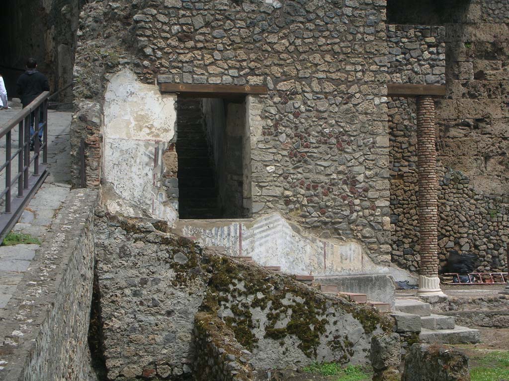 VIII.1.a Pompeii. May 2011. North end of portico with stairs to Via Marina. Photo courtesy of Ivo van der Graaff.


