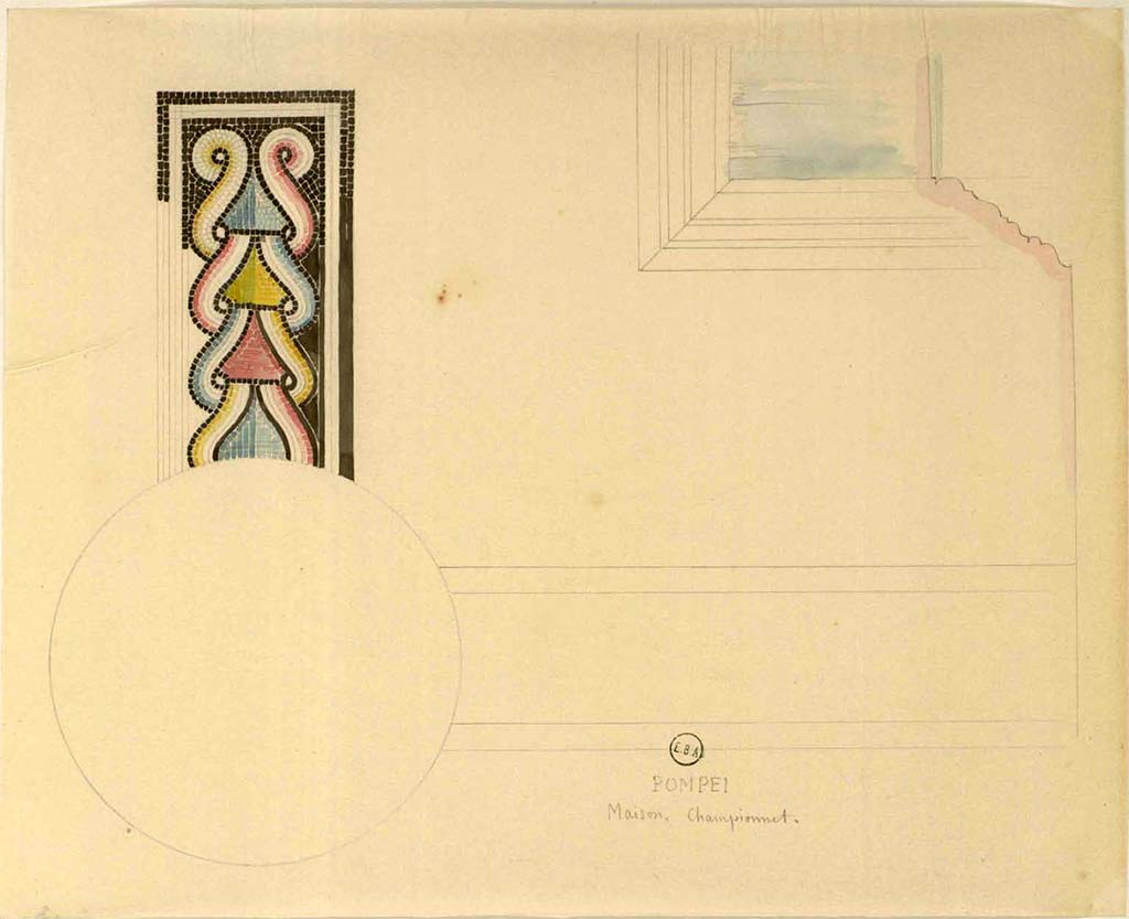 VIII.2.1 Pompeii. Sketch showing surrounding edge of impluvium.
See Lesueur, Jean-Baptiste Ciceron. Voyage en Italie de Jean-Baptiste Ciceron Lesueur (1794-1883), pl. 47.
See Book on INHA reference INHA NUM PC 15469 (04)  « Licence Ouverte / Open Licence » Etalab
