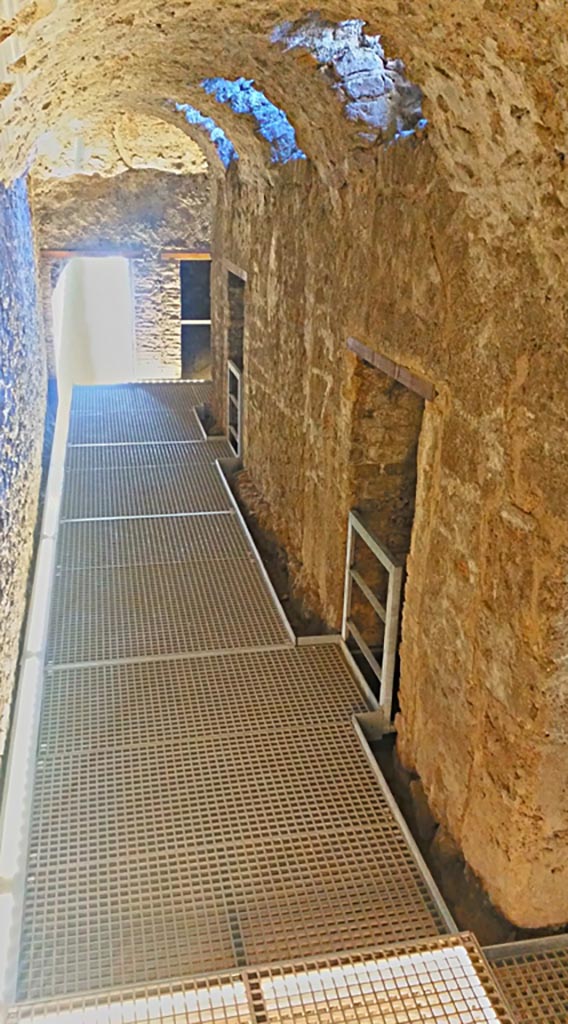 VIII.2.1 Pompeii. 2017/2018/2019.
Looking south along east corridor/cryptoporticus 29. Photo courtesy of Giuseppe Ciaramella.