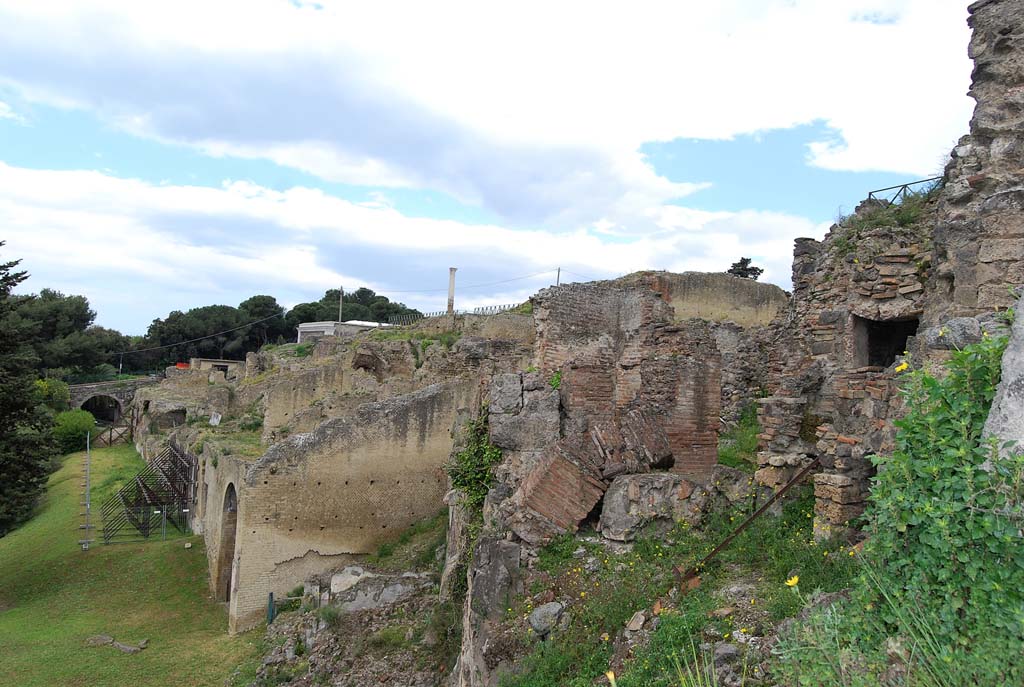 Rear of VIII.2.1 Pompeii. April 2009. Looking west from area of rear rooms. Photo courtesy of Sandra Zanella.