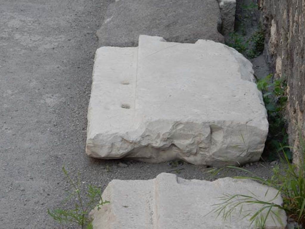 VIII.2.7/13/14 Pompeii. May 2017. Deposits in passageway, near doorway to VIII.2.13.
Photo courtesy of Buzz Ferebee.