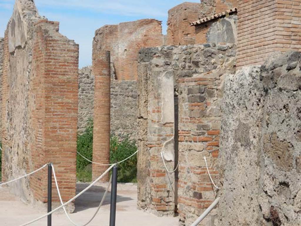 VIII.2.13 Pompeii. May 2017. Looking towards north-west corner of atrium, with doorway to room overlooking garden. Photo courtesy of Buzz Ferebee.