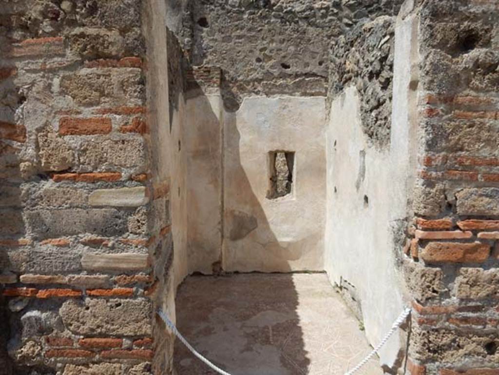 VIII.2.13 Pompeii. May 2018. Looking north through doorway to room on north side of atrium, next to triclinium. Photo courtesy of Buzz Ferebee.