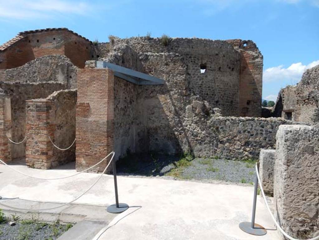 VIII.2.13 Pompeii. May 2018. Looking north towards three linked rooms in north-east corner of atrium. Photo courtesy of Buzz Ferebee.