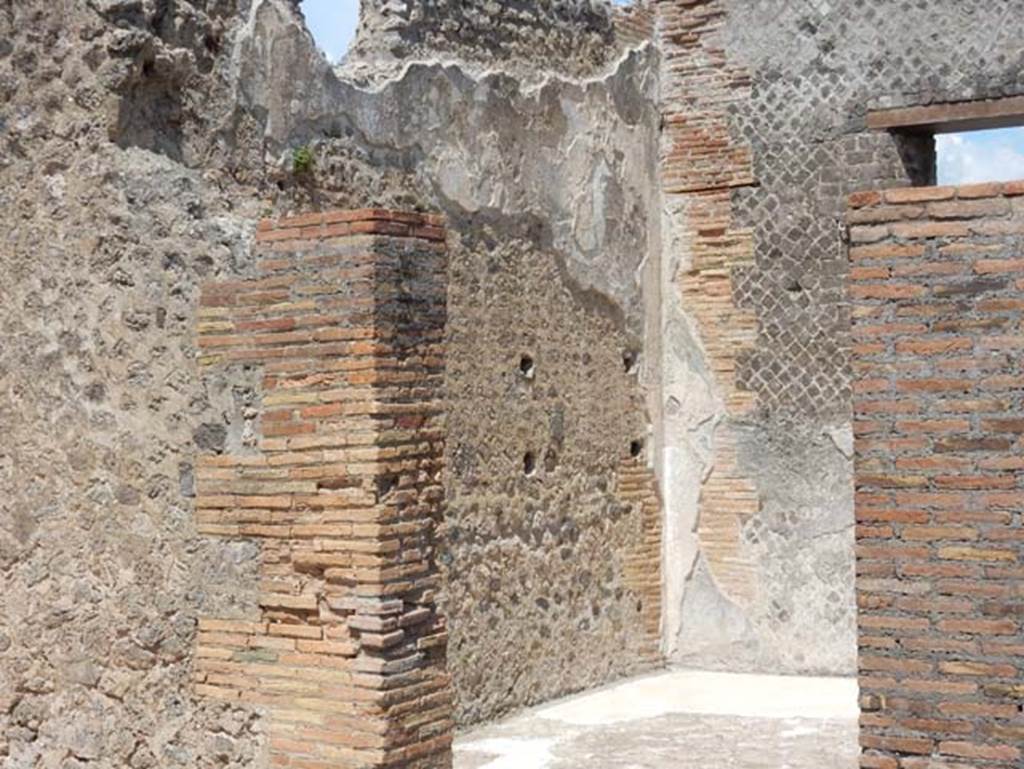VIII.2.14 Pompeii. May 2018. Doorway in east wall of the centre room, looking towards the north-east corner. Photo courtesy of Buzz Ferebee.