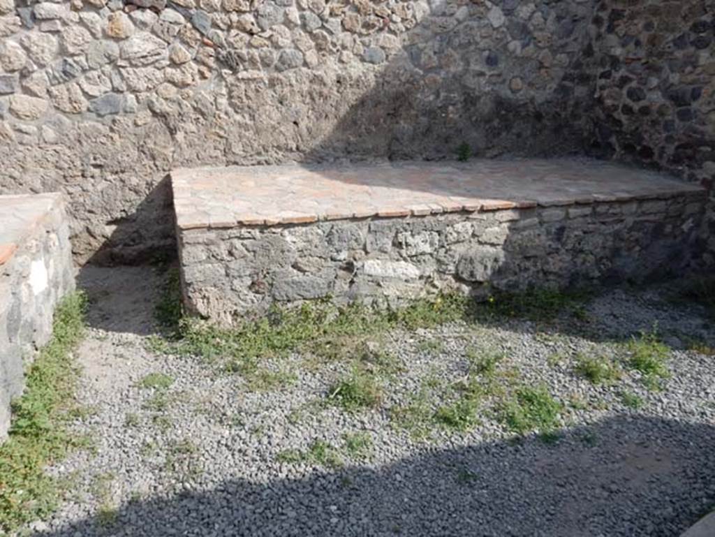 VIII.2.14 Pompeii. May 2017. Looking towards hearth/bench against north wall in kitchen. Photo courtesy of Buzz Ferebee.