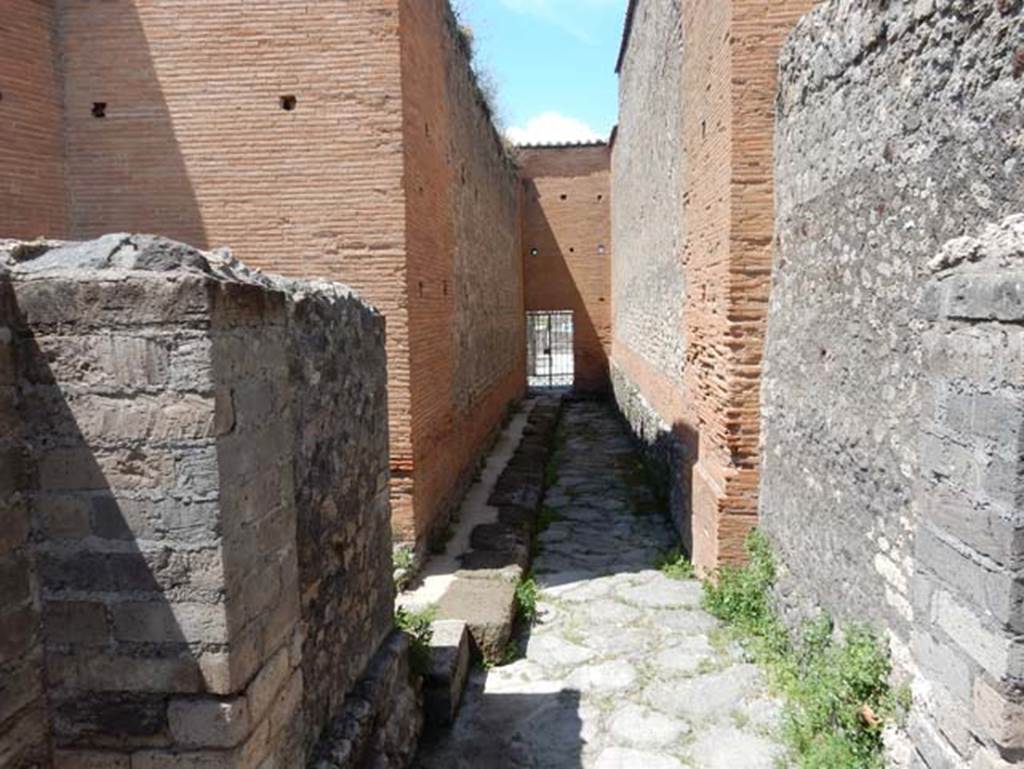 VIII.2.7/14 Pompeii. May 2018. Looking north along passageway towards VIII.2.7, from east end of corridor leading from VIII.2.5.
Photo courtesy of Buzz Ferebee.