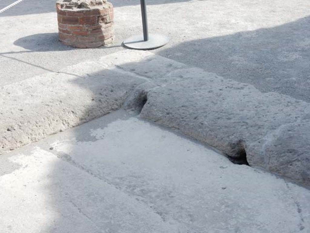 VIII.2.14 Pompeii. May 2017. Detail of impluvium in atrium. Photo courtesy of Buzz Ferebee.