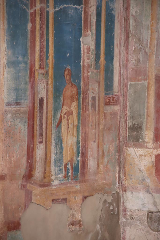 VIII.2.23 Pompeii. May 2024.
Detail from east wall in south-east corner. Photo courtesy of Klaus Heese.