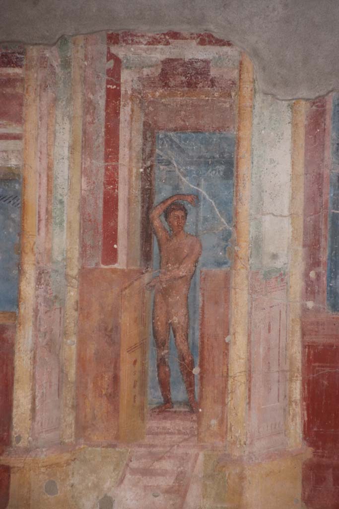 VIII.2.23 Pompeii. October 2020. Detail of painting of figure at east end of south wall.
Photo courtesy of Klaus Heese.
