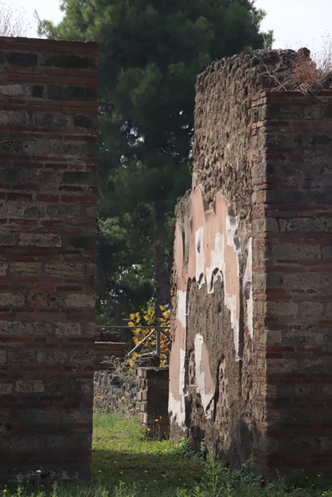 VIII.2.39 Pompeii. October 2023.
Looking south across atrium through doorway into corridor q. Photo courtesy of Klaus Heese.