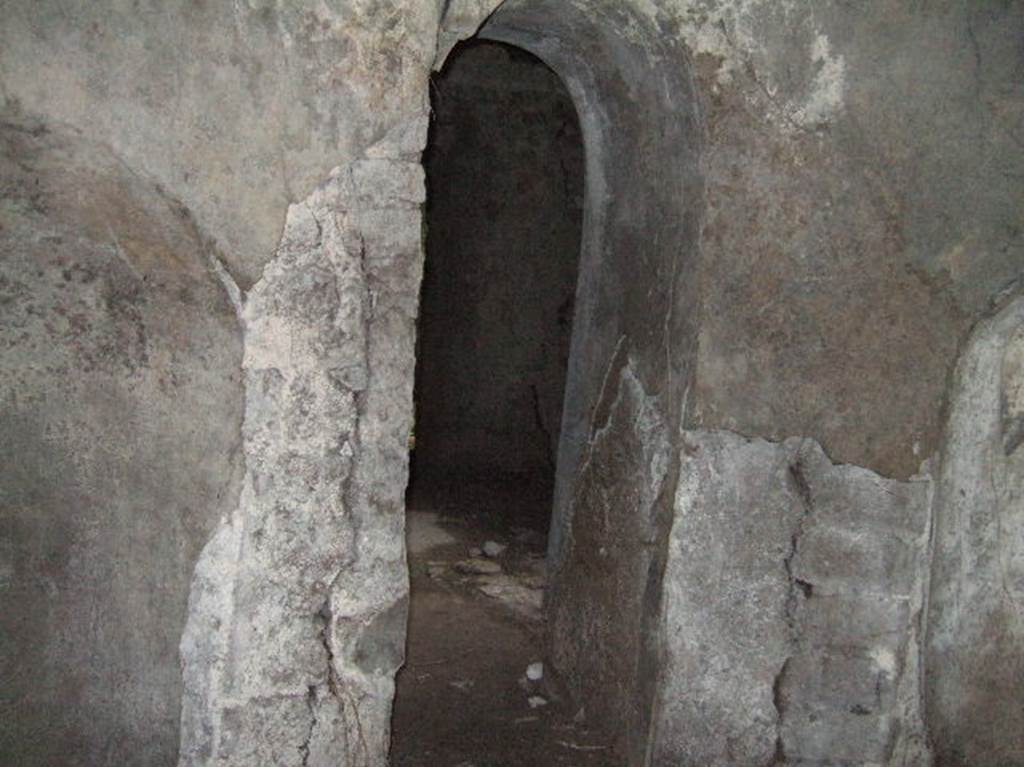 VIII.2.39 Pompeii. May 2006. Doorway leading from room 08, frigidarium, into tepidarium, room 06.