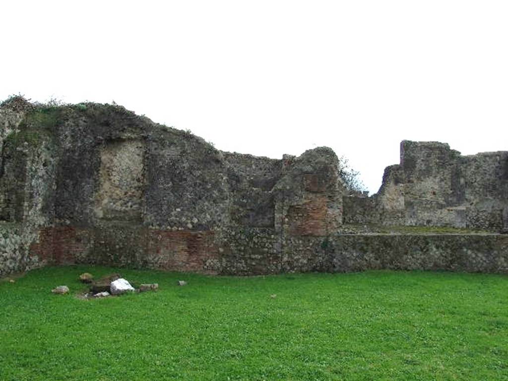 VIII.3.1 Pompeii. December 2006. South-east corner and south wall with two recesses or niches.