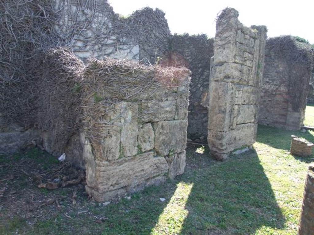 VIII.3.4 Pompeii. March 2009. Doorways to Rooms 1, 2 and 3 on east side of atrium.