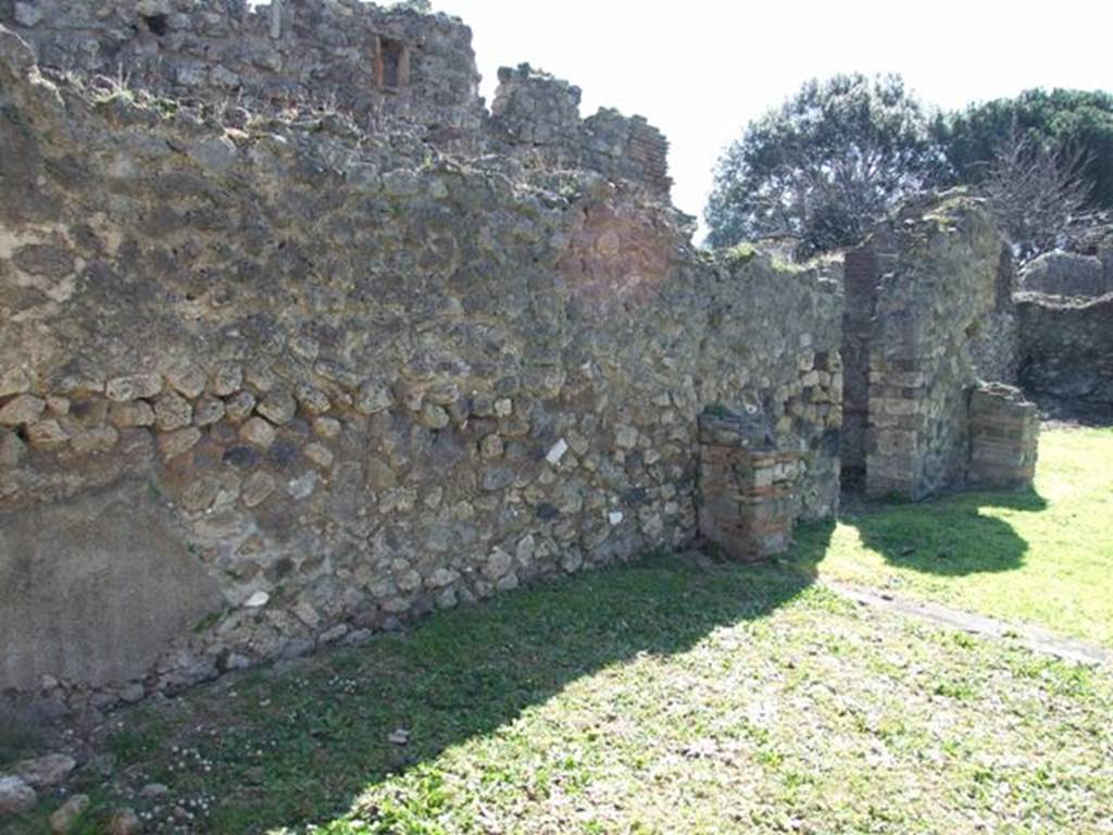 VIII.3.4 Pompeii. March 2009. East wall of Room 4, Triclinium, and doorway to corridor leading to VIII.3.6