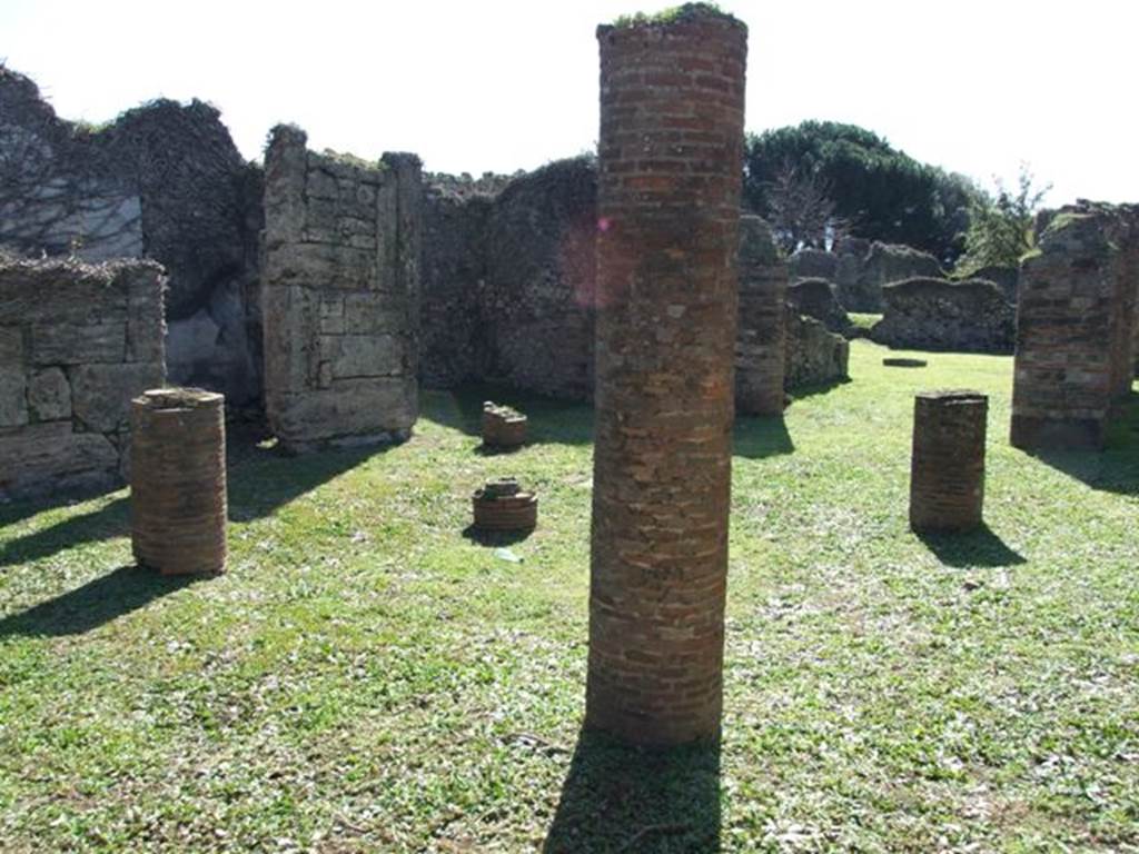 VIII.3.4 Pompeii. March 2009. Room 9. Tetrastyle Atrium. Looking south east across site of Impluvium.