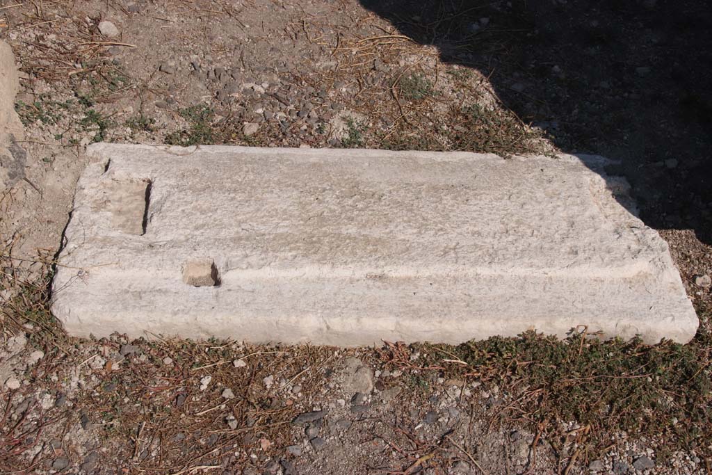 VIII.3.15 Pompeii. September 2021.
Looking north to threshold of doorway from room 2, to south portico 8 and corridor 6 and garden area. Photo courtesy of Klaus Heese.