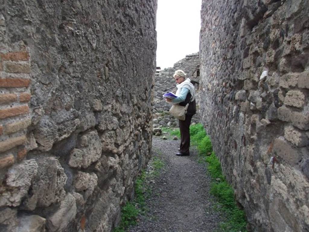 VIII.3.27 Pompeii. December 2007. Corridor leading from peristyle to kitchen area in the south-east corner of the peristyle.