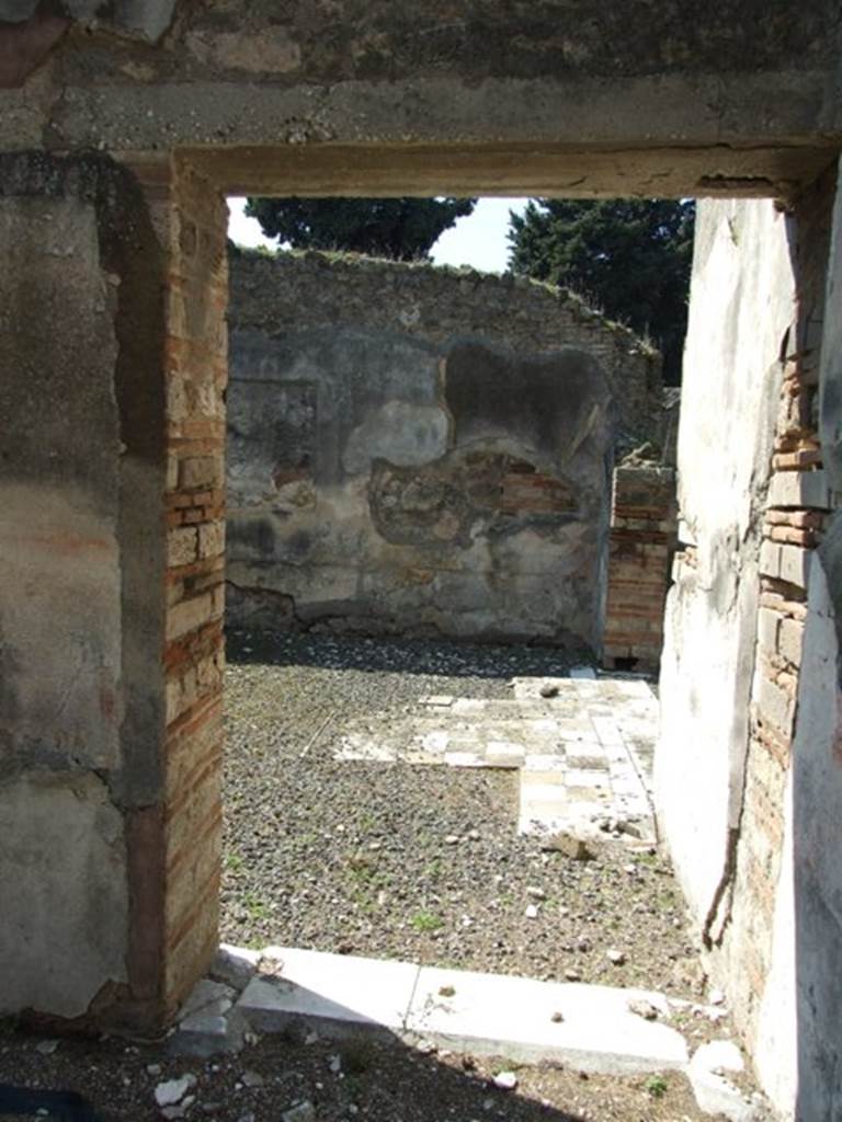 VIII.4.4 Pompeii. March 2009. Door to room 11, Exedra, in west wall of room 10.