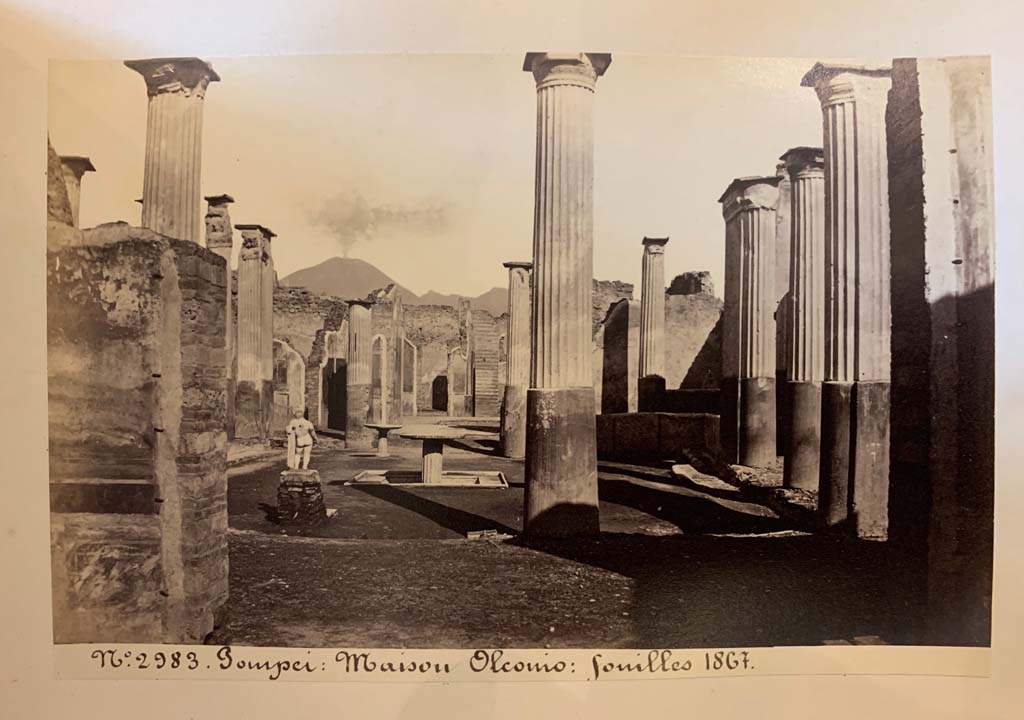 VIII.4.4 Pompeii.
From an album of Michele Amodio dated 1874, entitled “Pompei, destroyed on 23 November 79, discovered in 1745”.
Looking north across garden from exedra. Photo courtesy of Rick Bauer.