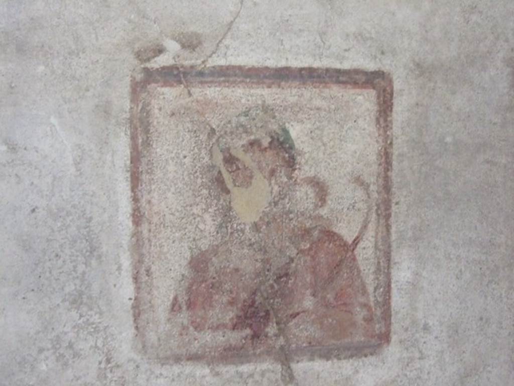 VIII.4.4 Pompeii. March 2009. Room 22, south end of east wall of cubiculum. Wall painting of Paris as a shepherd, with a crook in his hand, and cupid on his left shoulder.
See Helbig, W., 1868. Wandgemälde der vom Vesuv verschütteten Städte Campaniens. Leipzig: Breitkopf und Härtel, (1274)