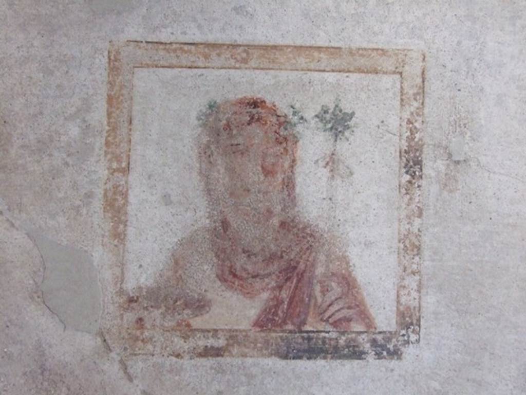 VIII.4.4 Pompeii. March 2009. Room 22, east end of south wall of cubiculum. Wall painting of Ariadne with cup in her right hand, thyrsus in her left, and wearing a crown of flowers.
See Helbig, W., 1868. Wandgemälde der vom Vesuv verschütteten Städte Campaniens. Leipzig: Breitkopf und Härtel, (454).