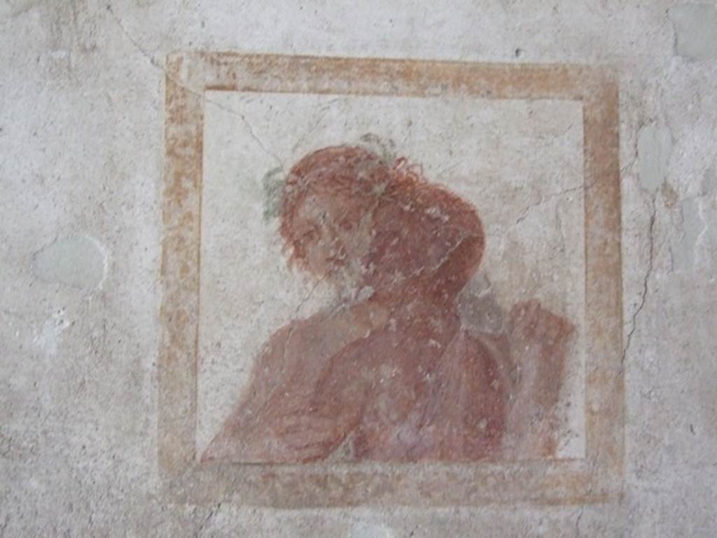 VIII.4.4 Pompeii. March 2009. Room 22, west end of south wall, above the recess in the cubiculum. Wall painting of Satyr and Maenad.
See Helbig, W., 1868. Wandgemälde der vom Vesuv verschütteten Städte Campaniens. Leipzig: Breitkopf und Härtel, (510).