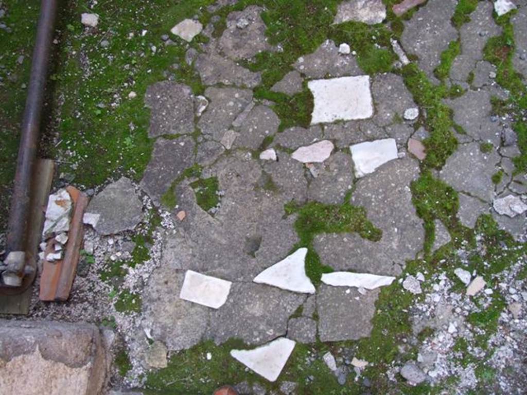 VIII.4.4 Pompeii. March 2009. Room 23, floor with marble inserts of room linked to VIII.4.3.