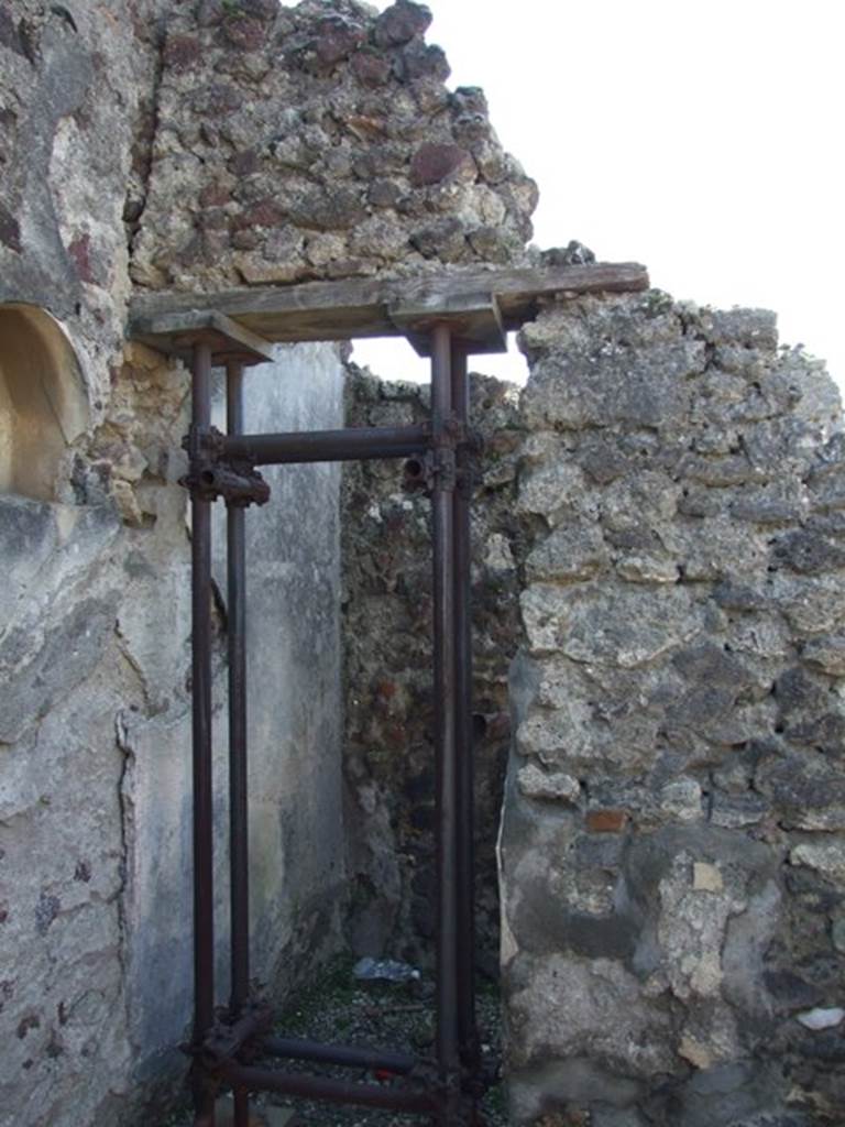 VIII.4.15 Pompeii. March 2009. Room 10, west wall with door to room 11.