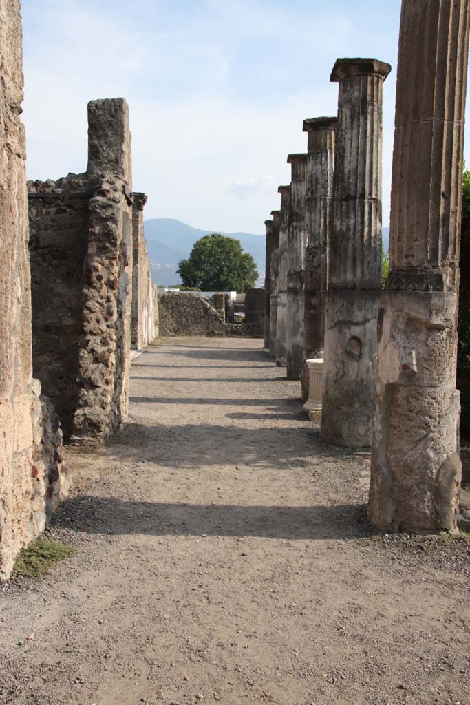 VIII.4.15 Pompeii. September 2021.
Looking south on east portico from outside room 13, on left. Photo courtesy of Klaus Heese.