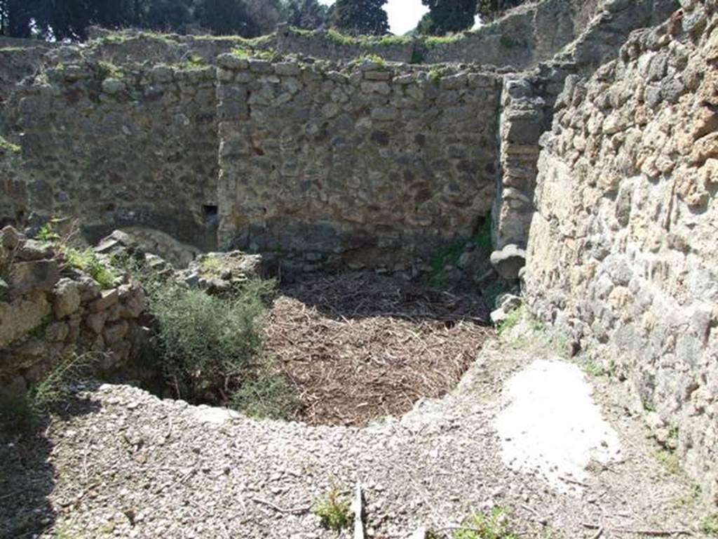 VIII.4.15 Pompeii. March 2009. Remains of Room 16, and lower level.