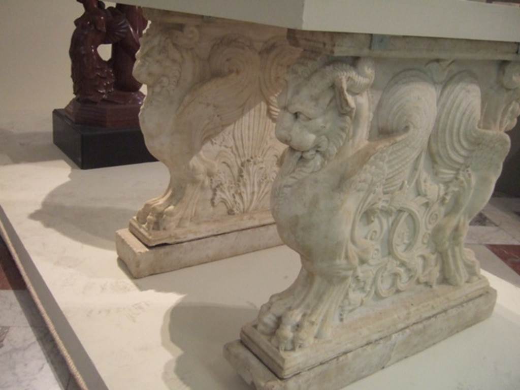 VIII.4.15 Pompeii. December 2007. Supports of marble table or cartibulum. Now in Naples Archaeological Museum.