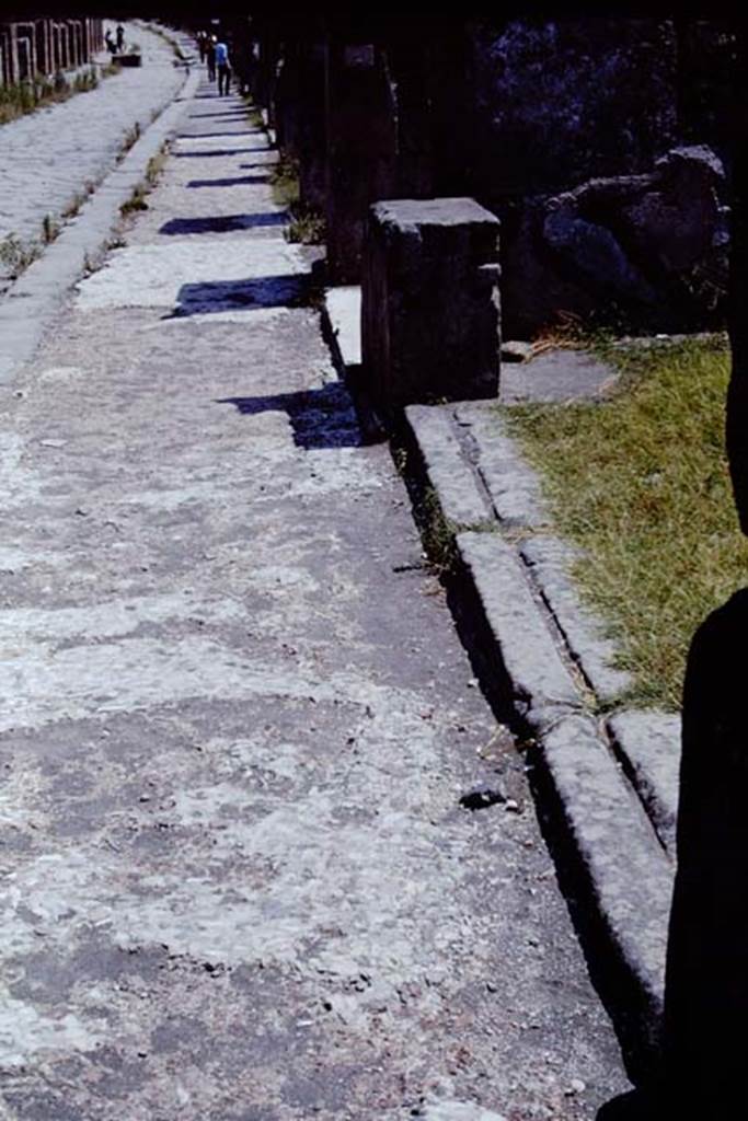VIII.5.1 Pompeii. 1968. Looking east along sill/threshold and pavement on Via dell’Abbondanza. Photo by Stanley A. Jashemski.
Source: The Wilhelmina and Stanley A. Jashemski archive in the University of Maryland Library, Special Collections (See collection page) and made available under the Creative Commons Attribution-Non Commercial License v.4. See Licence and use details.
J68f1198