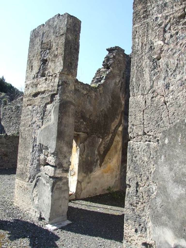 VIII.5.2 Pompeii. March 2009. Doorway to Room 4. Cubiculum. Looking south west.