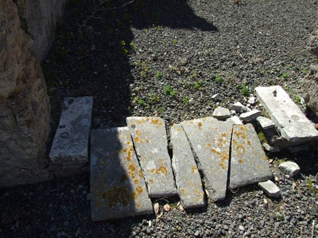 VIII.5.2 Pompeii. March 2009. Room 6. Oecus. Rear door, broken sill.