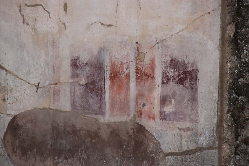 VIII.5.2 Pompeii. October2020. Room 8, painted plaster on the lower west end of south wall of an oecus, at rear of peristyle garden.
Photo courtesy of Klaus Heese.