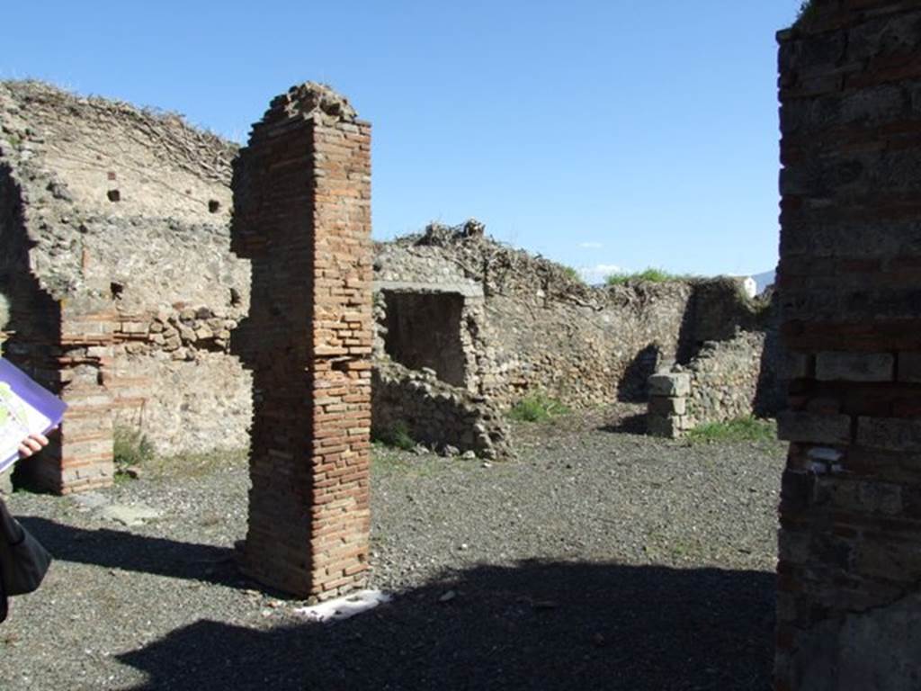 VIII.5.2 Pompeii. March 2009. Doorways to Room 13, Large Triclinium, and Room 16, Cubiculum.