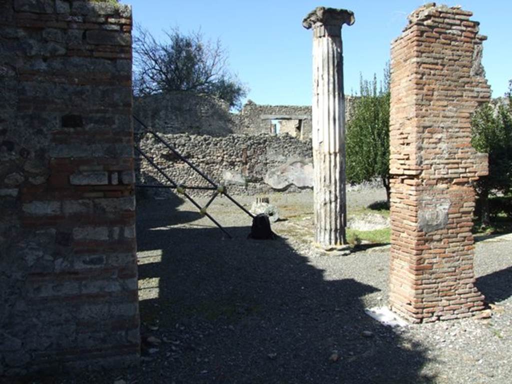 VIII.5.2 Pompeii. March 2009. Looking west from Room 13, Large Triclinium, towards the South Portico