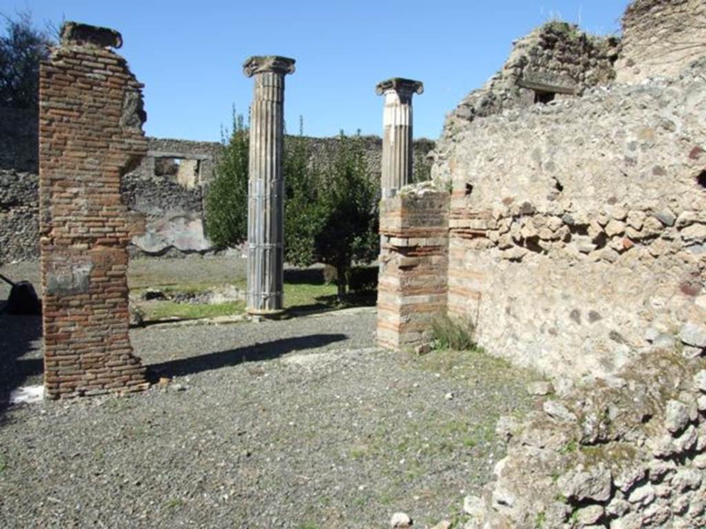 VIII.5.2 Pompeii. March 2009. Room 16. Cubiculum. Looking west towards Garden area and pool.