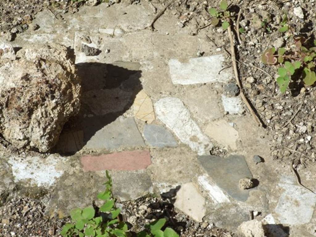 VIII.5.2 Pompeii. March 2009. Room 18. Exedra. Detail of floor in north west corner.