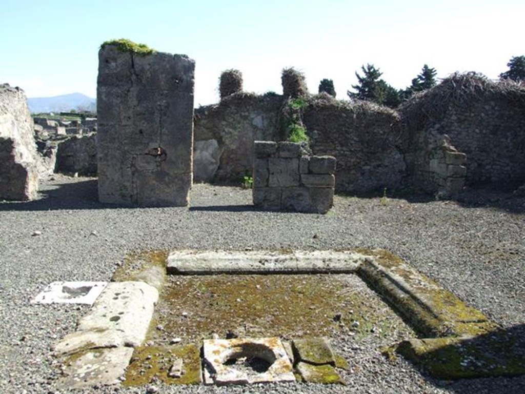VIII.5.5 Pompeii. March 2009. Room 25. Atrium, looking east towards Doorways of Rooms 36, 35 and 34.