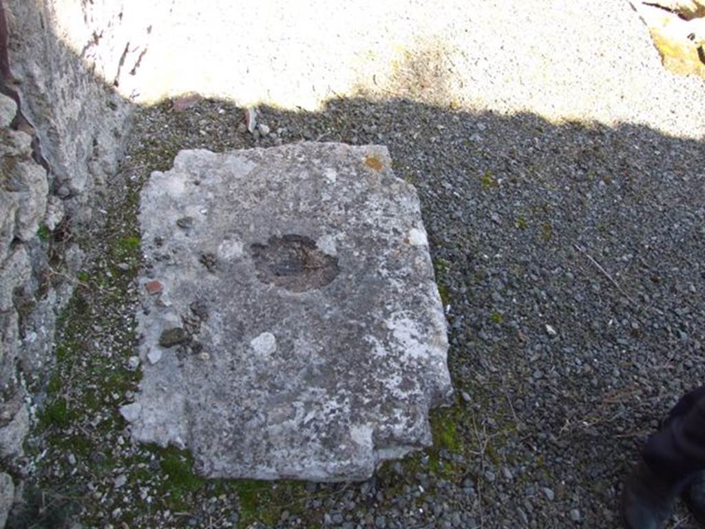VIII.5.5/2 Pompeii. March 2009. Room 25. Base for the arca, near the west wall of the atrium, between Rooms 26 and 23.