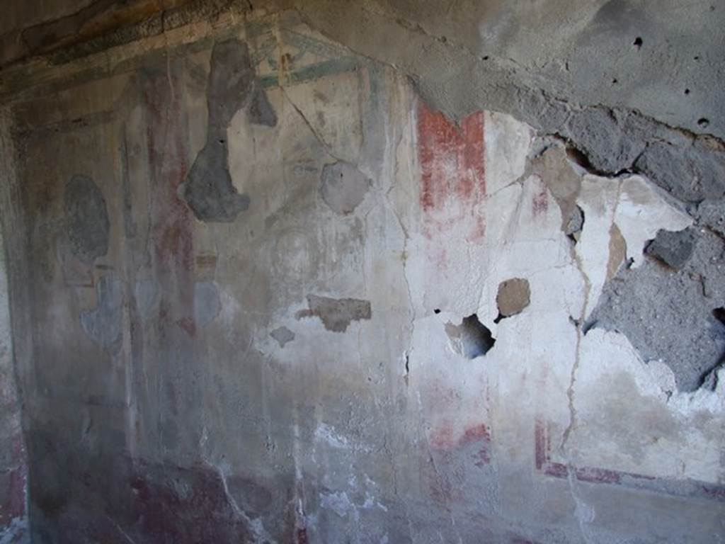 VIII.5.5 Pompeii. March 2009. Room 31, west wall of cubiculum. Wall painting of Ariadne watching the ship of Theseus sailing away, was found at the south end of the west wall. See Bragantini, de Vos, Badoni, 1986. Pitture e Pavimenti di Pompei, Parte 3. Rome: ICCD. (p.348)